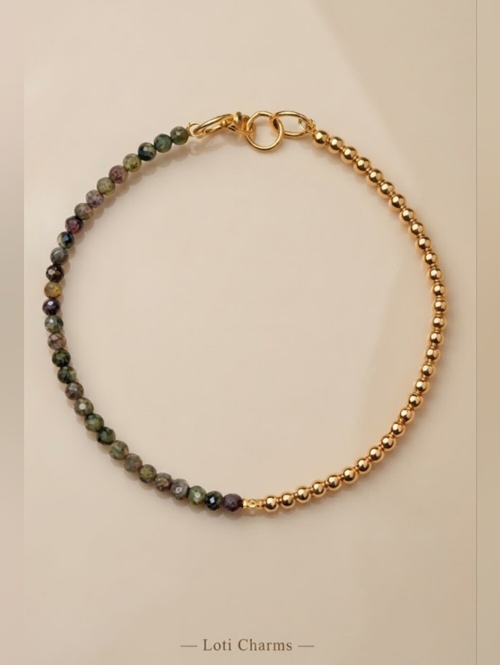 Natural Ruby In Kyanite & Gold Ball Beads In Assymetrical Choker/Necklace